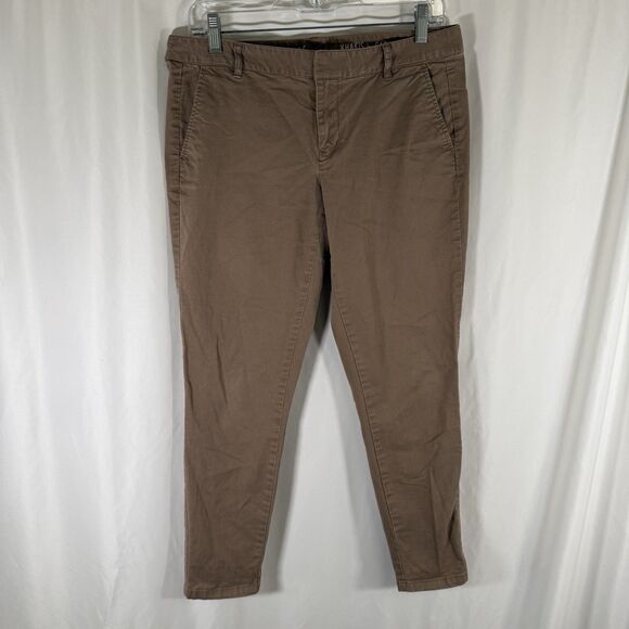 Gap Khakis Women's 6 Tan Skinny Mini Pants Pockets Hook and Eye Cotton Blend - Picture 1 of 14
